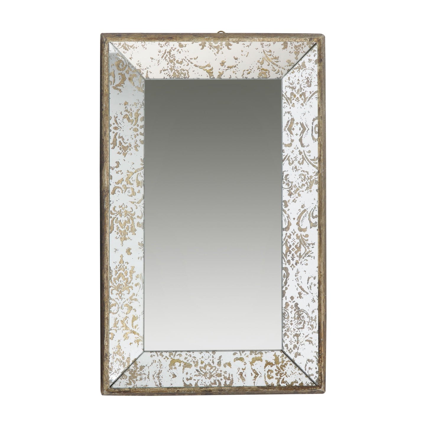 Antique rectangle wall mirror with floral accents by HouseOfZazla, white and gold frame on Tampa Home & Garden Store