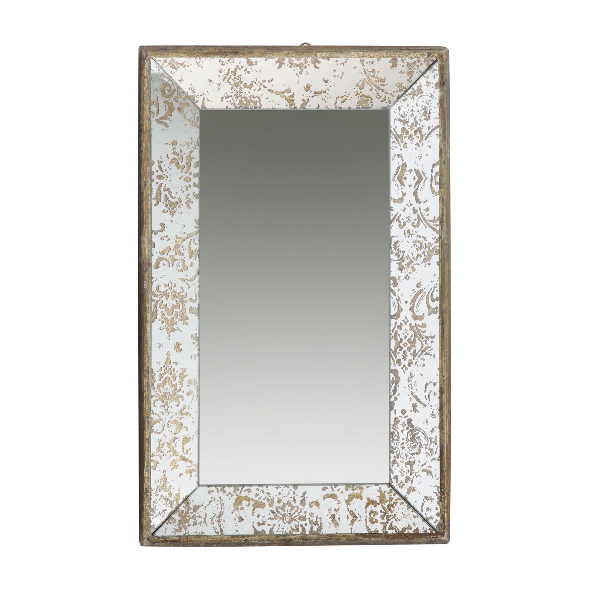 Antique rectangle wall mirror with floral accents by HouseOfZazla, white and gold frame on Tampa Home & Garden Store
