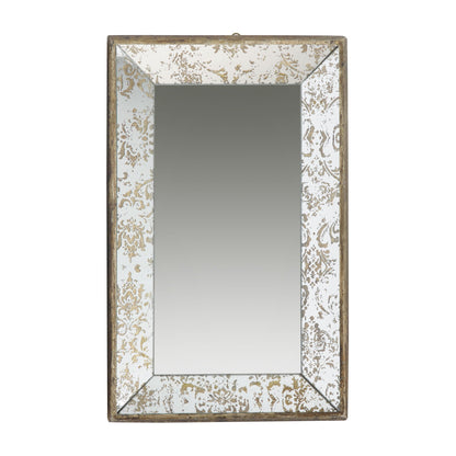 Antique rectangle wall mirror with floral accents by HouseOfZazla, white and gold frame on Tampa Home & Garden Store