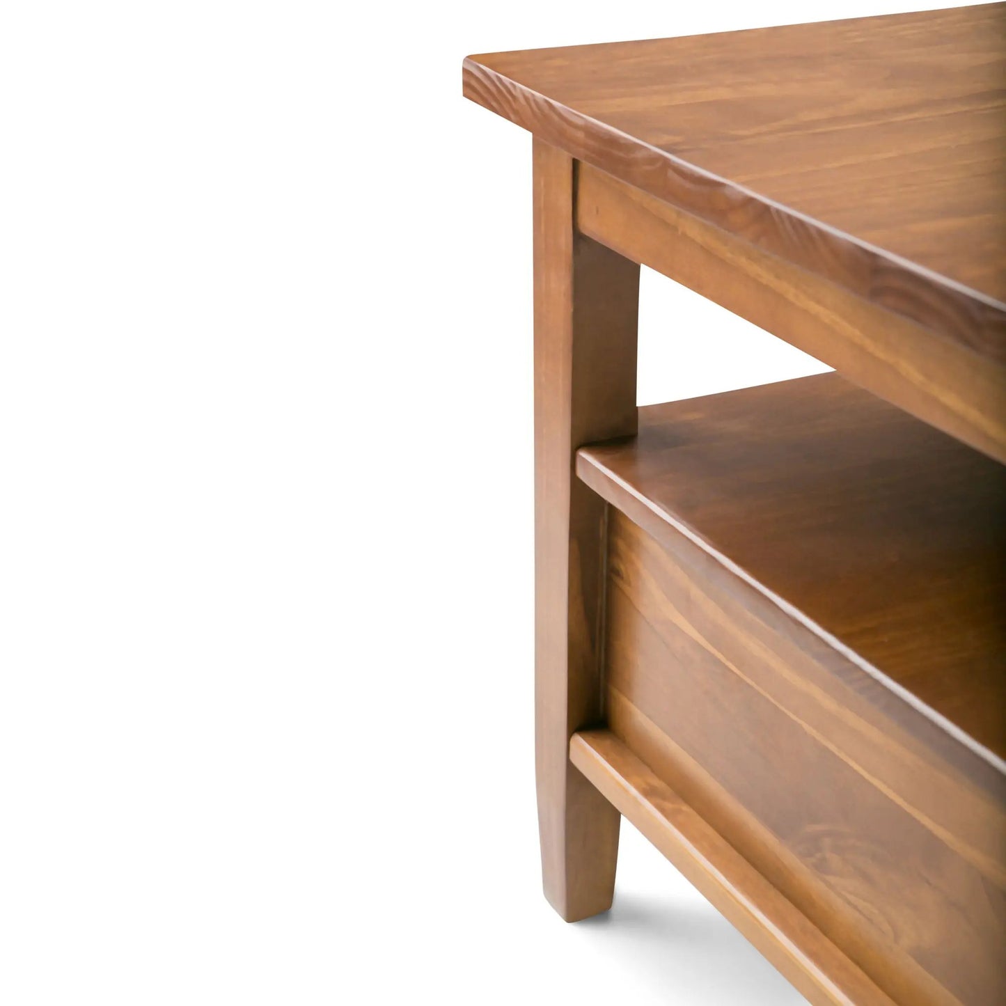 Warm Shaker coffee table by Unique Piece Furniture, warm walnut wood with open shelf design on Tampa Home & Garden Store