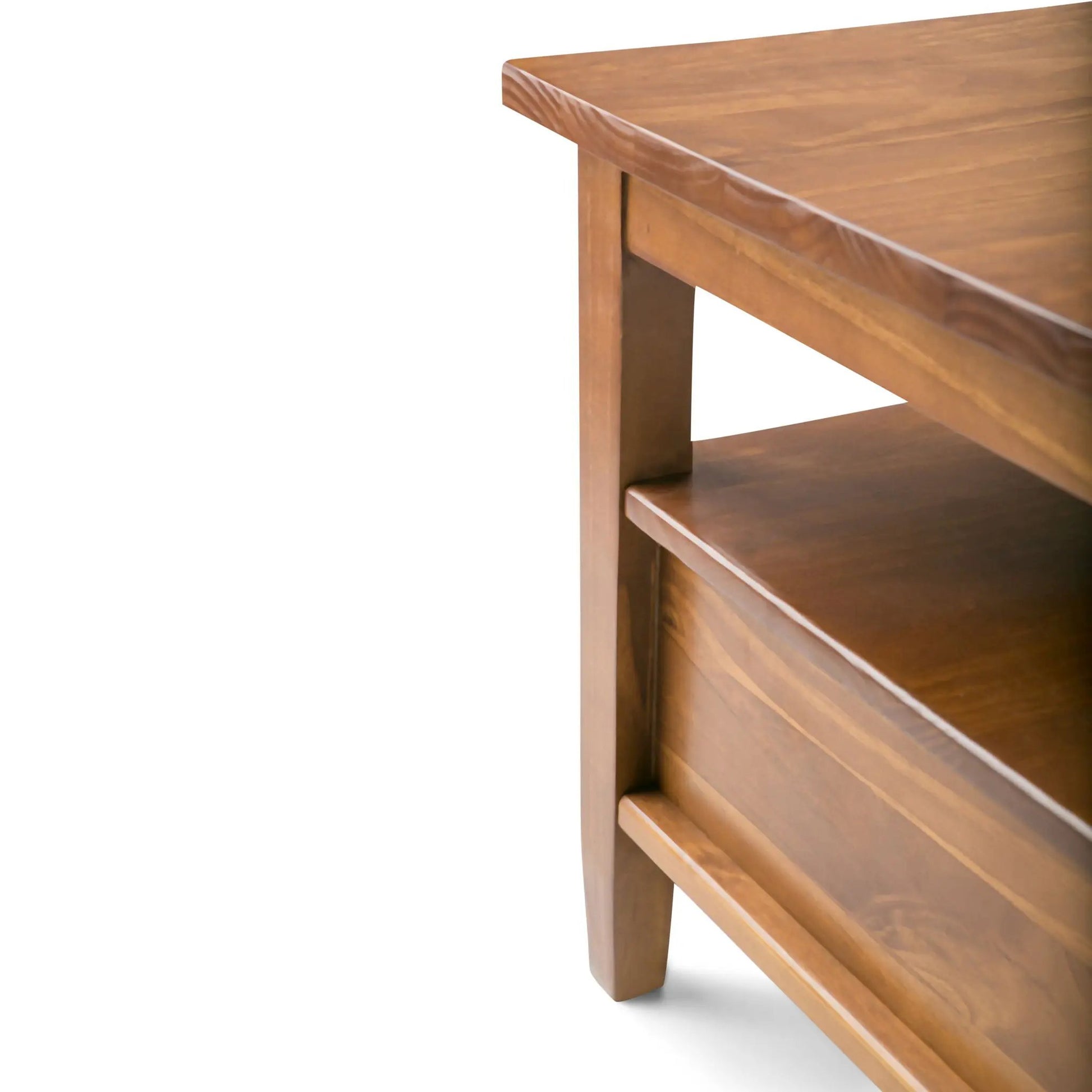 Warm Shaker coffee table by Unique Piece Furniture, warm walnut wood with open shelf design on Tampa Home & Garden Store