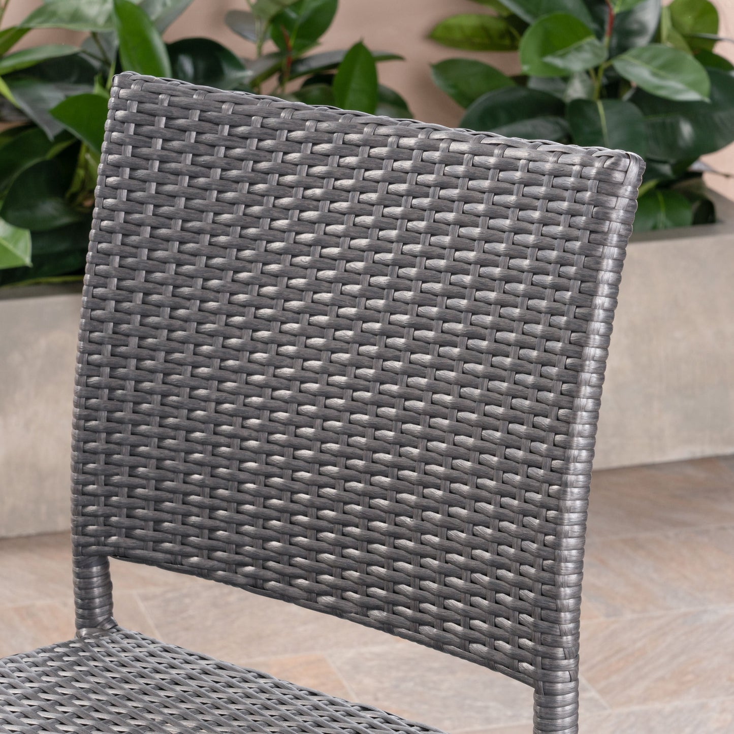 Set of Two 29 Inch PE Rattan Outdoor Barstools