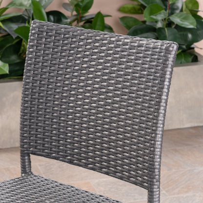 Set of Two 29 Inch PE Rattan Outdoor Barstools