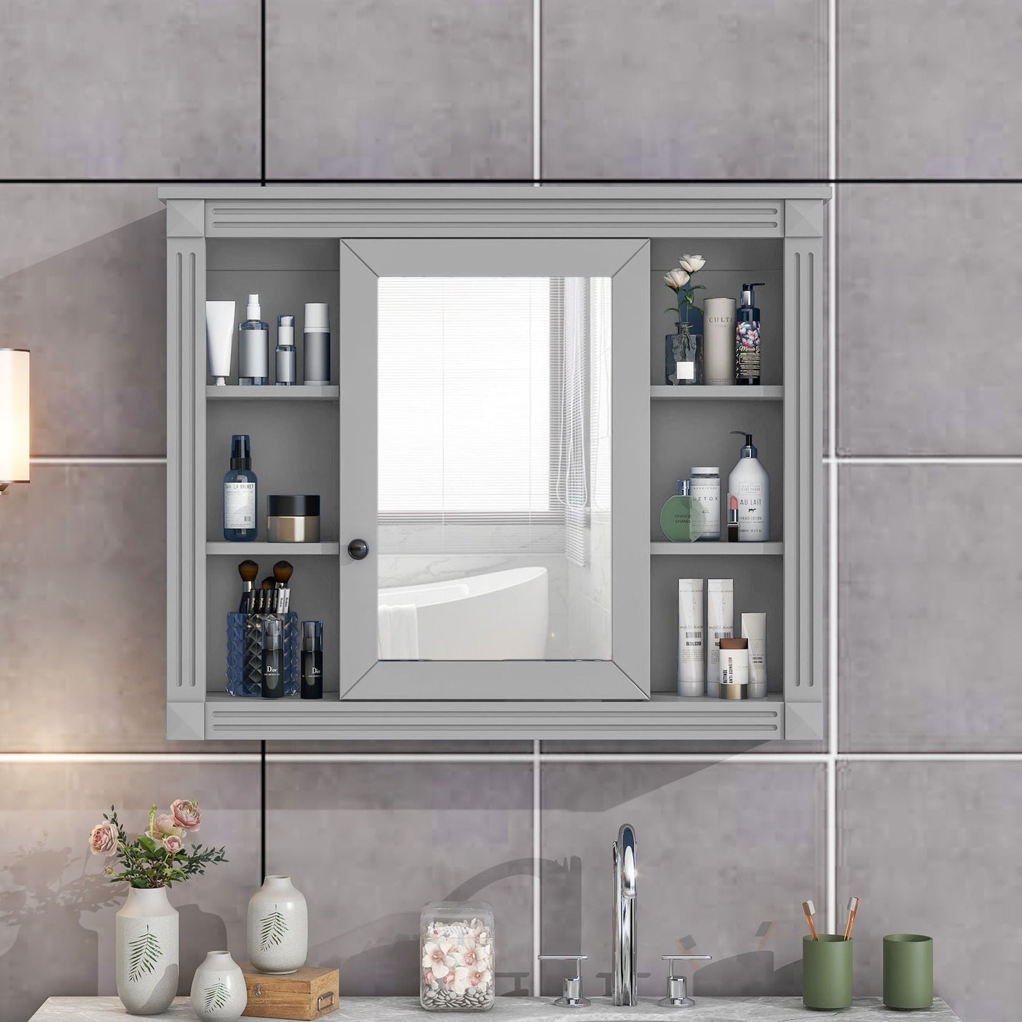 Wall Mounted Bathroom Storage Cabinet and Mirror