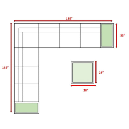 Wicker sectional seating group with cushions, 4pc set by Unique Piece Furniture; green cushions on Tampa Home & Garden Store