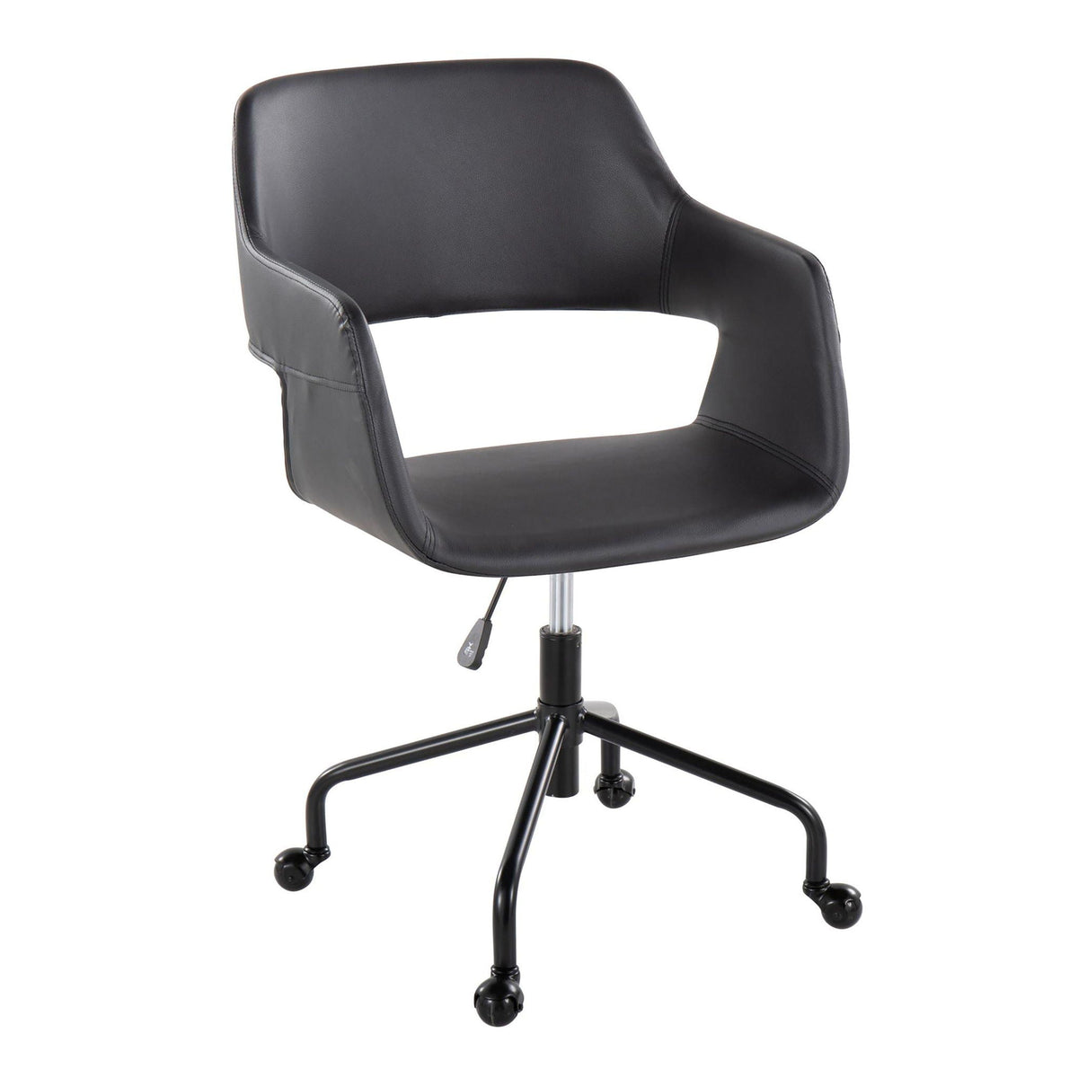 Contemporary adjustable office chair with cushioned black leather seat and back on Tampa Home & Garden Store