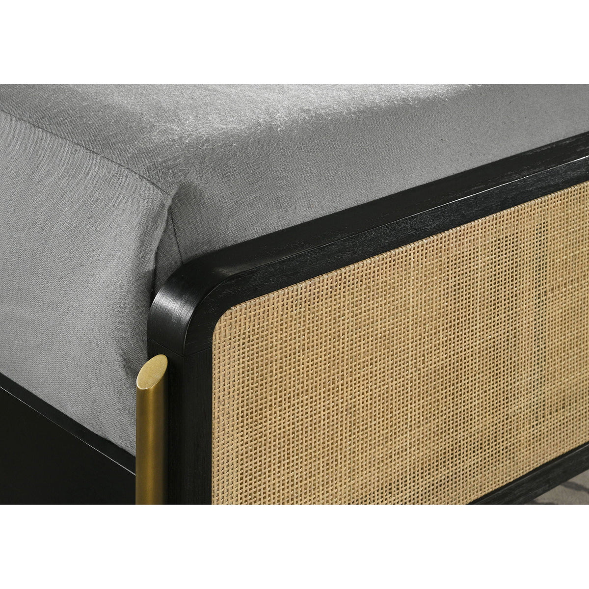 Anser - Bed panel bed in gray fabric with black frame, wicker sides, gold legs by HouseOfZazla on Tampa Home & Garden Store