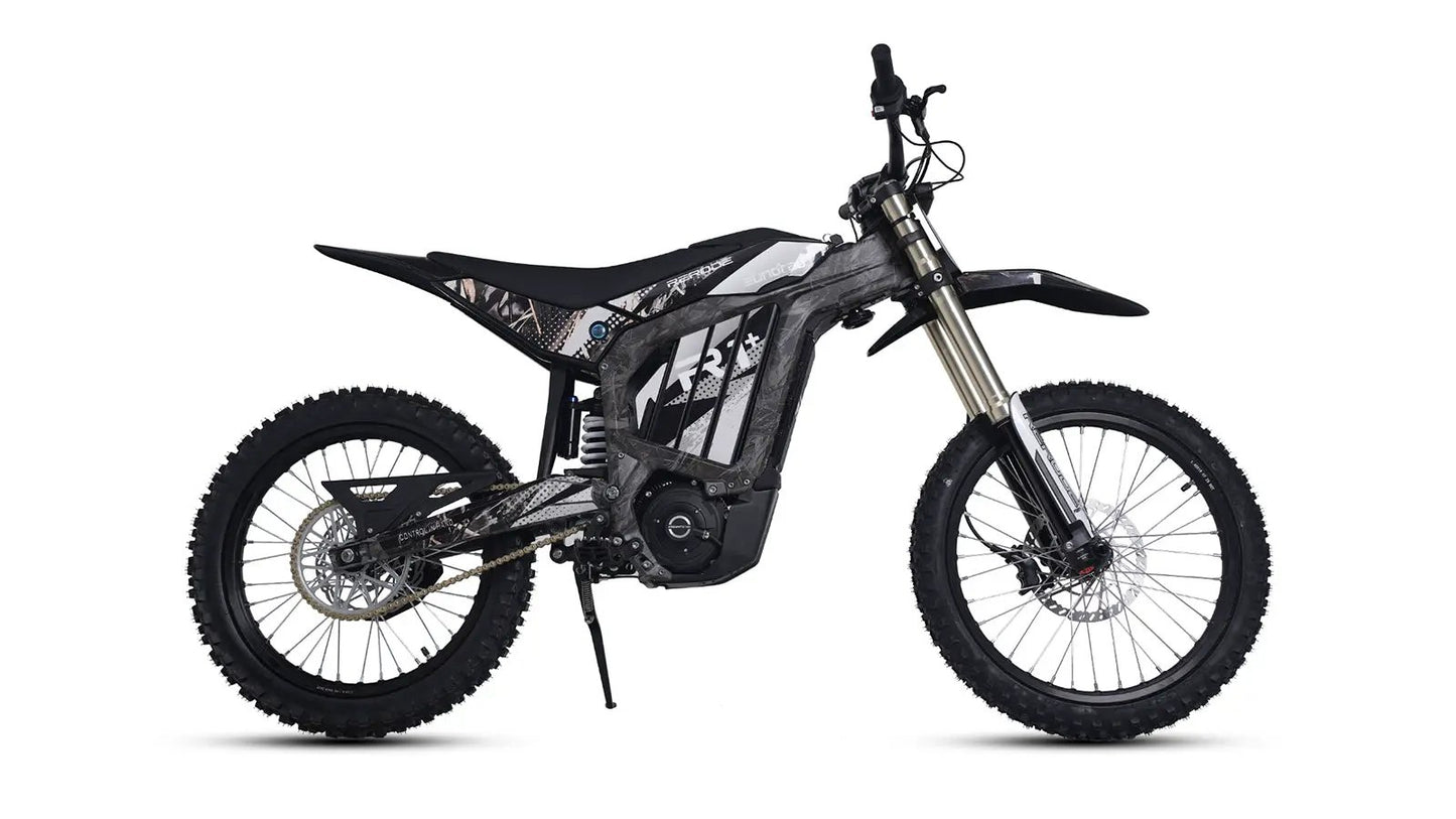 R1+ electric bicycle by EUNORAU E-BIKE US; black full-suspension off-road e-bike with knobby tires and mid-drive motor on Tampa Home & Garden Store