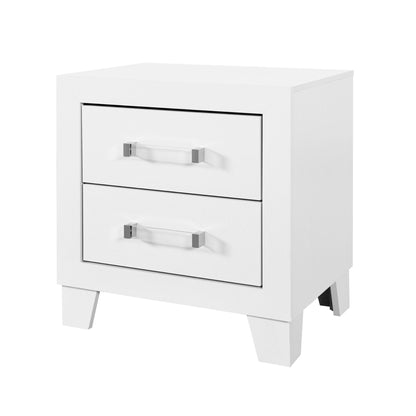 White three-drawer nightstand with modern acrylic hardware by HouseOfZazla on Tampa Home & Garden Store