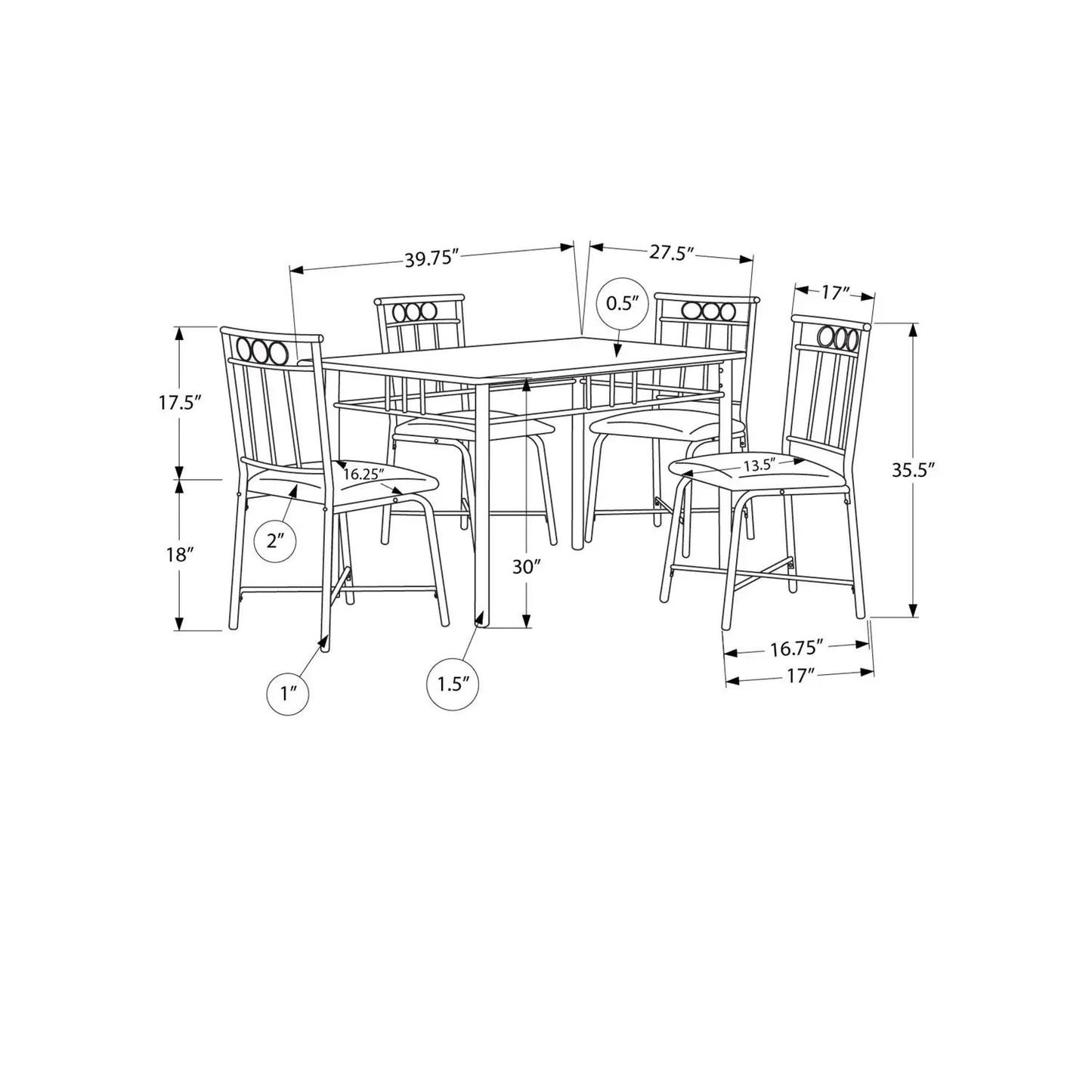 5 Piece Dining Table Set Small Rectangular by Unique Piece Furniture with table and 4 chairs on Tampa Home & Garden Store