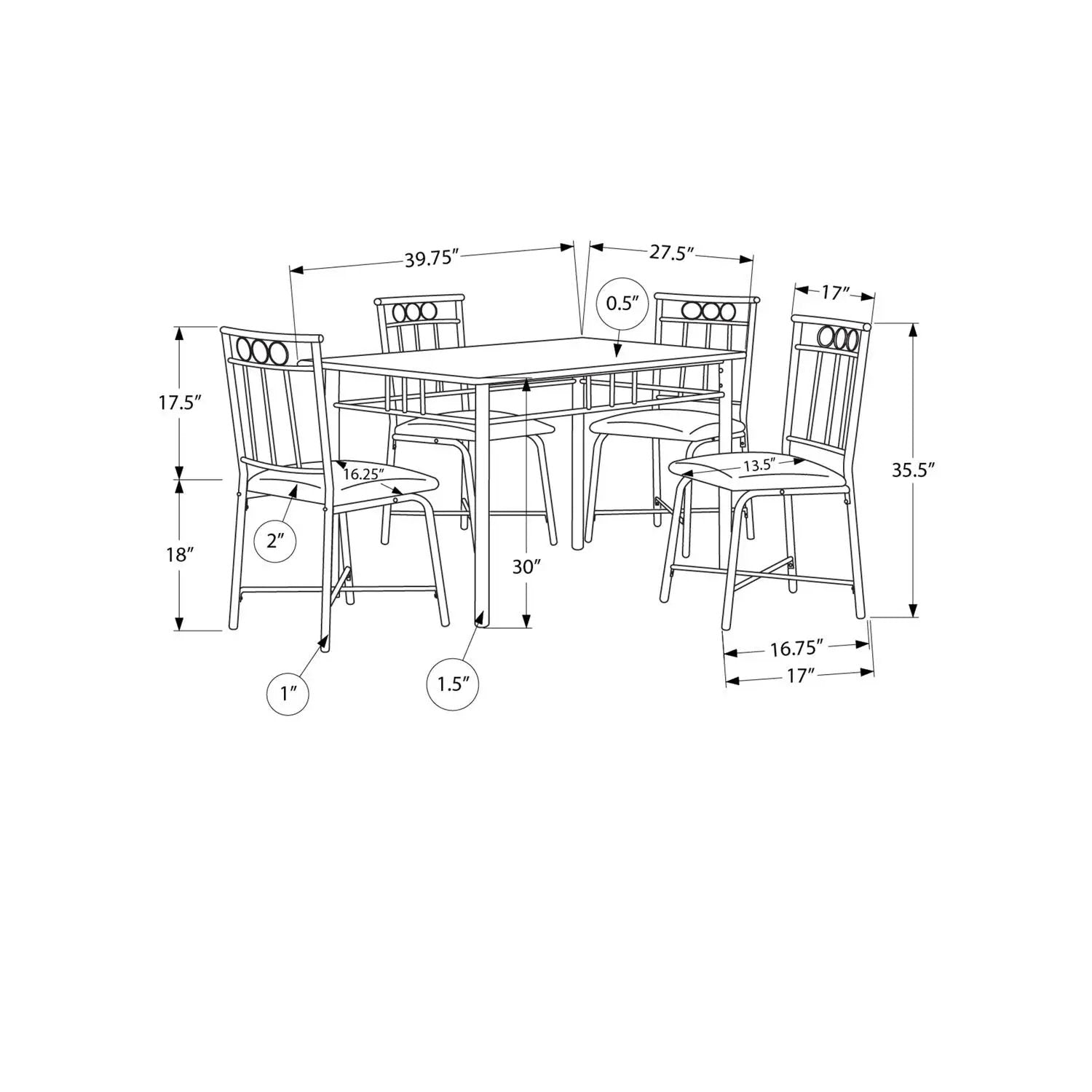 5 Piece Dining Table Set Small Rectangular by Unique Piece Furniture with table and 4 chairs on Tampa Home & Garden Store