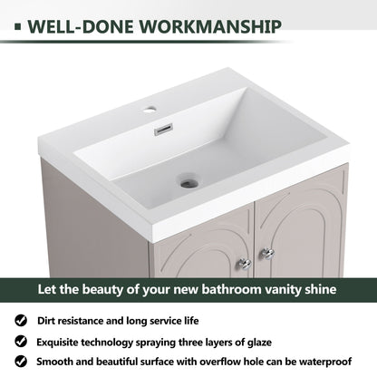 Freestanding Bath Vanity With Resin Sink And Door, white vanity with dual doors on Tampa Home & Garden Store