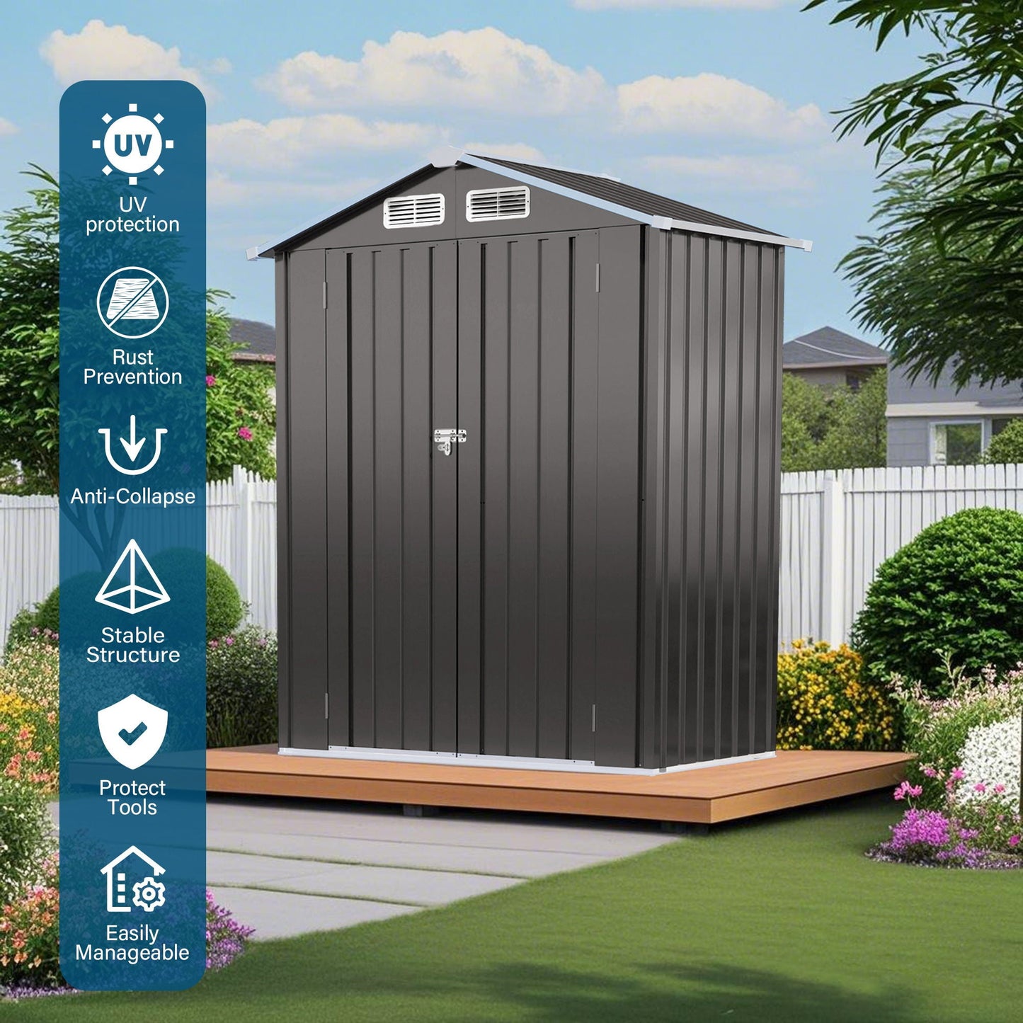 5 X 3 Feet Metal Storage Shed and a Lockable Door