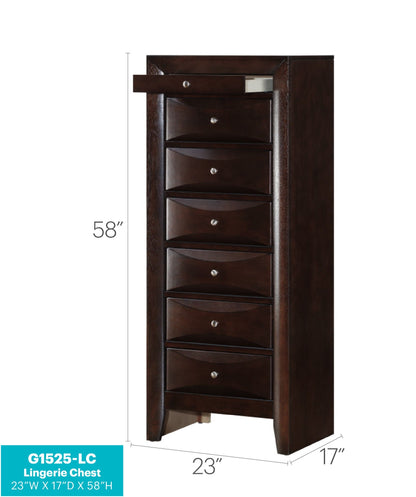 7 Drawer Lingerie Chest in dark espresso with silver knobs by HouseOfZazla, 23W x 17D x 58H on Tampa Home & Garden Store