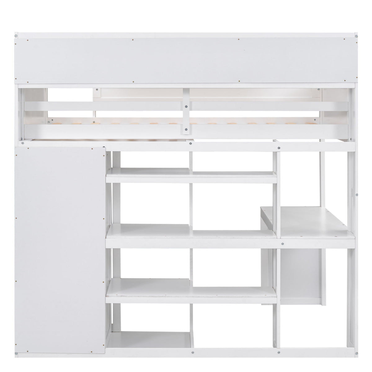 Loft bed with built-in desk, storage shelves, and wardrobe in white by HouseOfZazla on Tampa Home & Garden Store