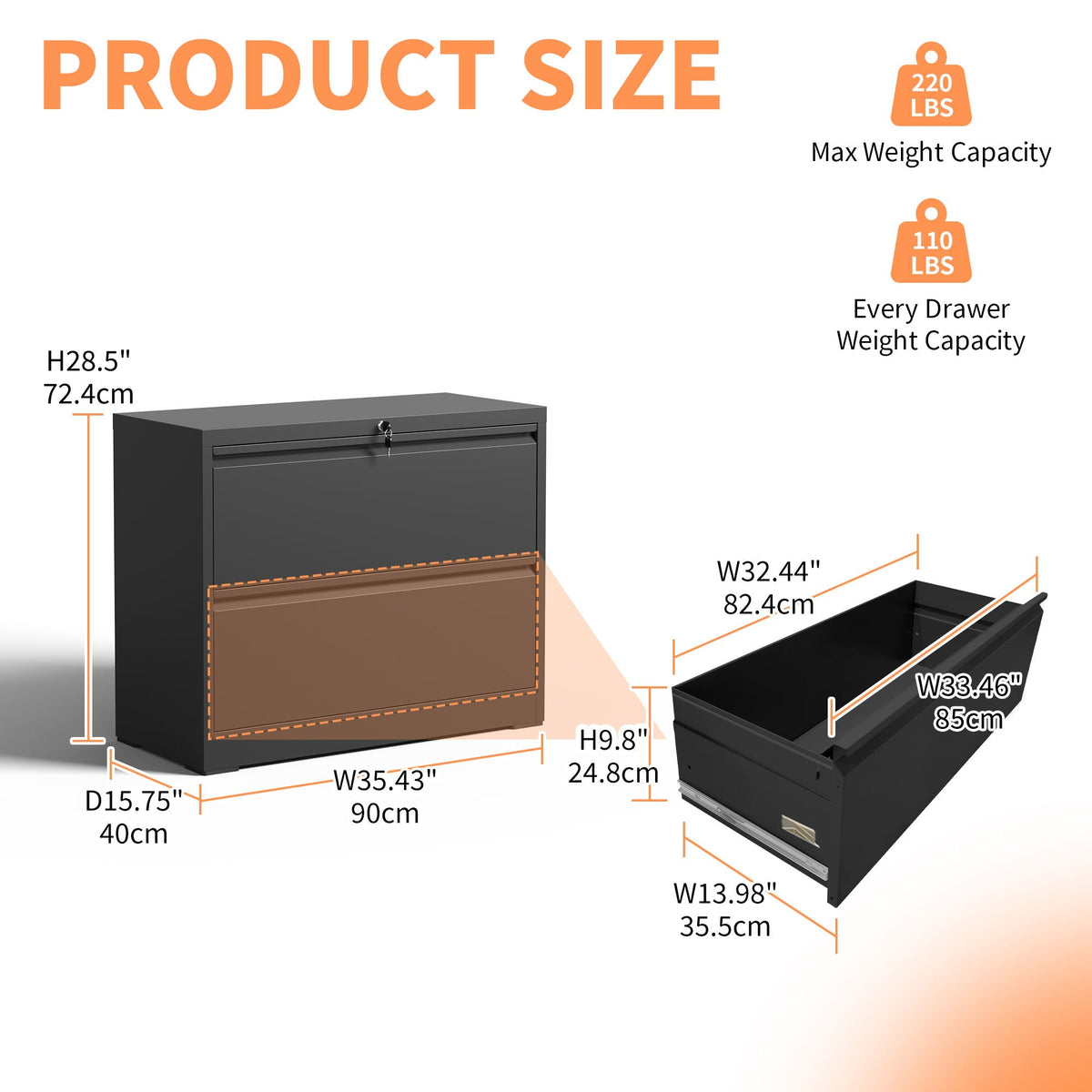 Black lateral file cabinet with heavy-duty locking drawers by HouseOfZazla on Tampa Home & Garden Store