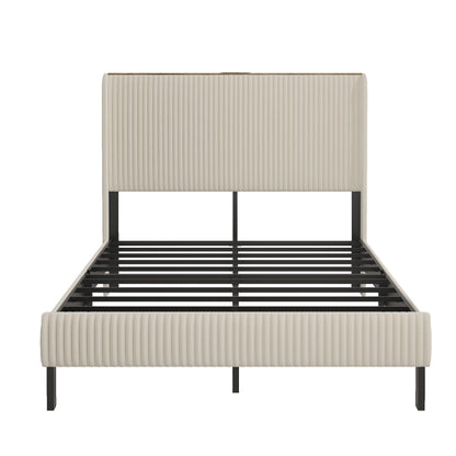 Platform Bed with Metal Frame and Charging