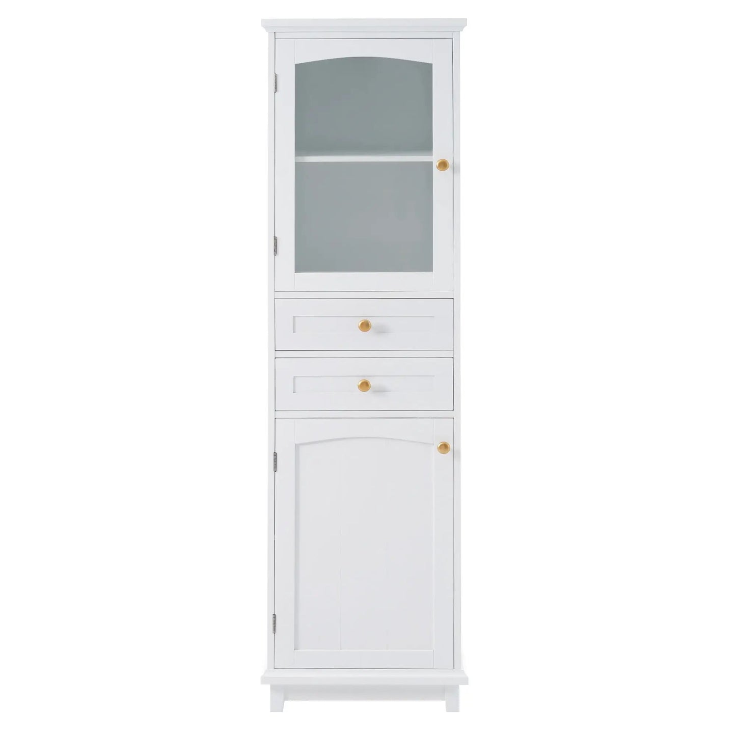 Tall Bathroom Storage Cabinet with Glass Doors
