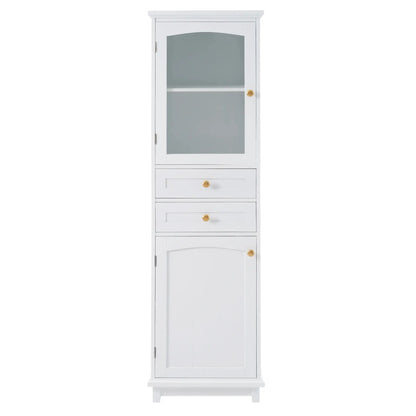 Tall Bathroom Storage Cabinet with Glass Doors