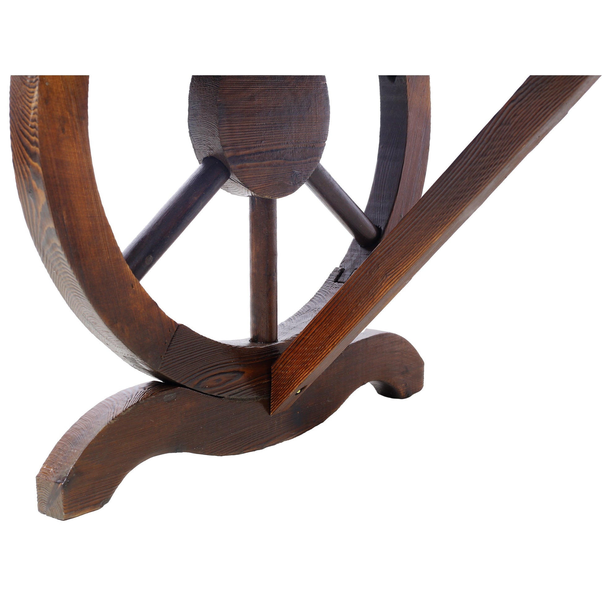 Outdoor Rustic Wooden Bench with Wagon Wheel Legs in dark brown wood by HouseOfZazla on Tampa Home & Garden Store