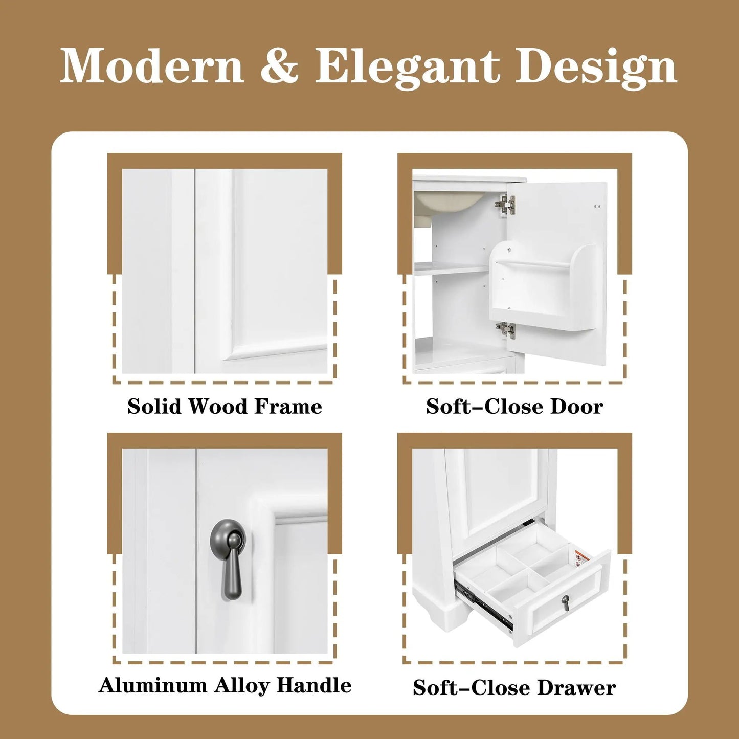 Bathroom Vanity With Sink, Soft Close Door, Shelf
