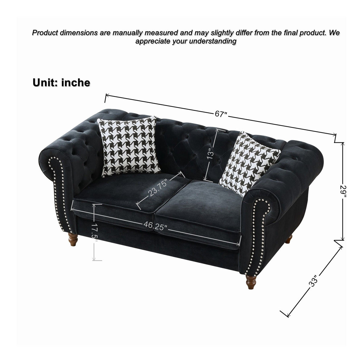 Chesterfield 3 and 2 Seater Fabric Sofa Set