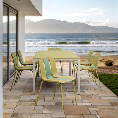 Set of 4 striped blocking chairs with waterproof polypropylene seats yellow or orange on Tampa Home & Garden Store