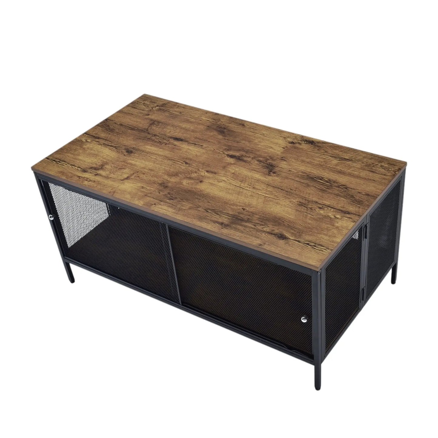 Winam Coffee Table Antique Oak and Black Storage