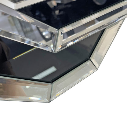 Modern decorative wall mirror for bathroom vanity with chrome frame and beveled glass blocks on Tampa Home & Garden Store