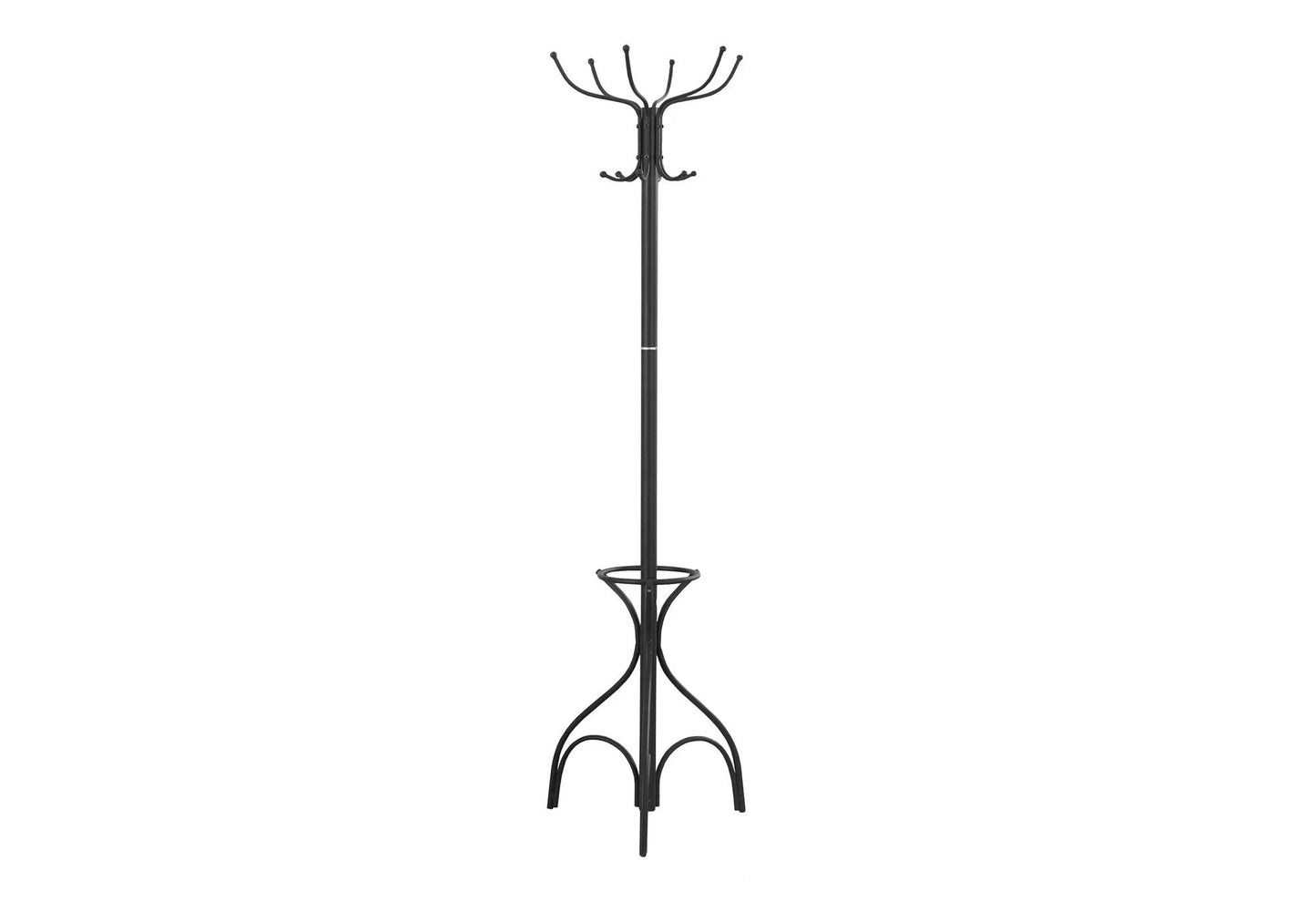 Coat rack with 12 hooks and umbrella holder in black metal by Unique Piece Furniture on Tampa Home & Garden Store