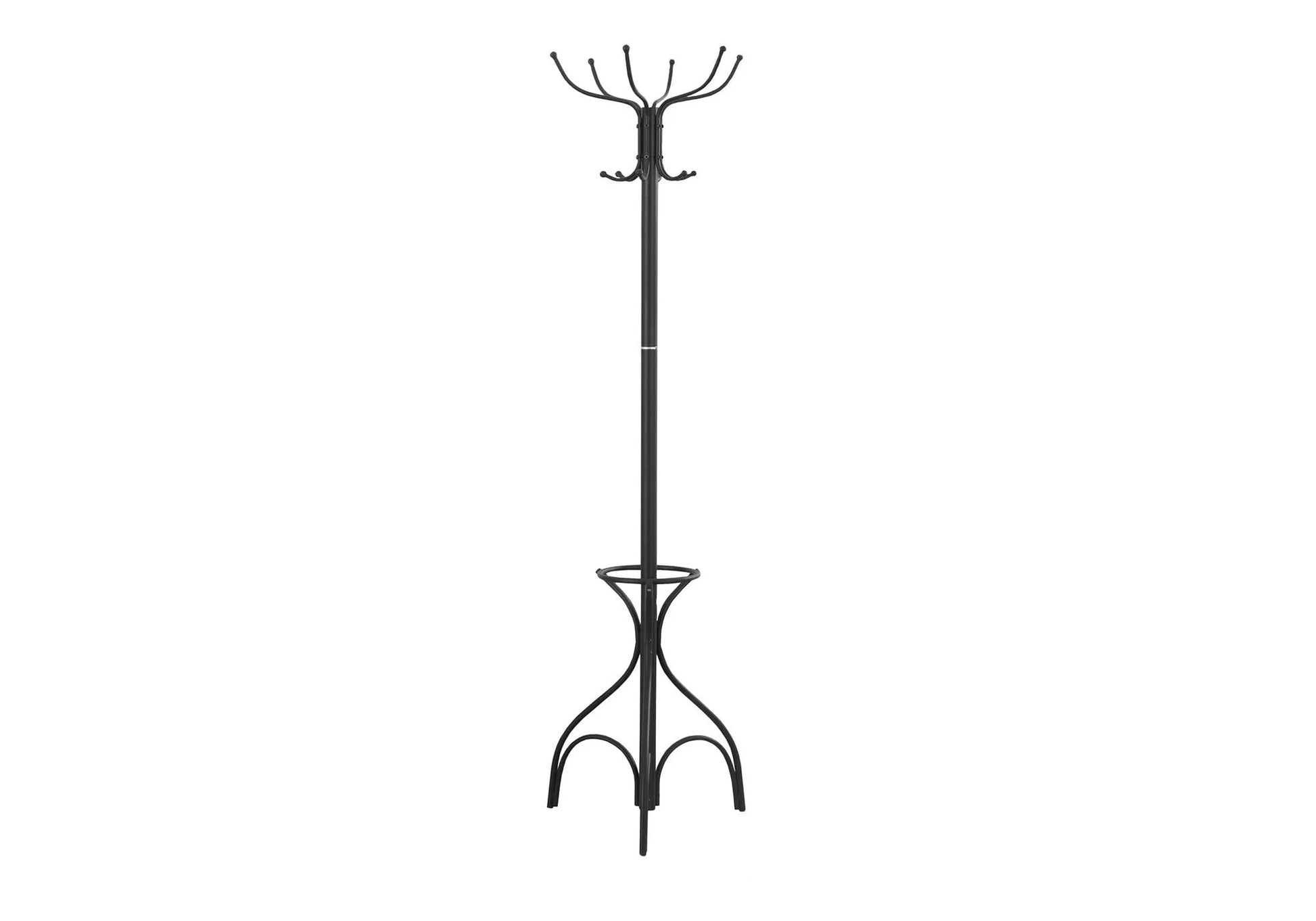 Coat rack with 12 hooks and umbrella holder in black metal by Unique Piece Furniture on Tampa Home & Garden Store