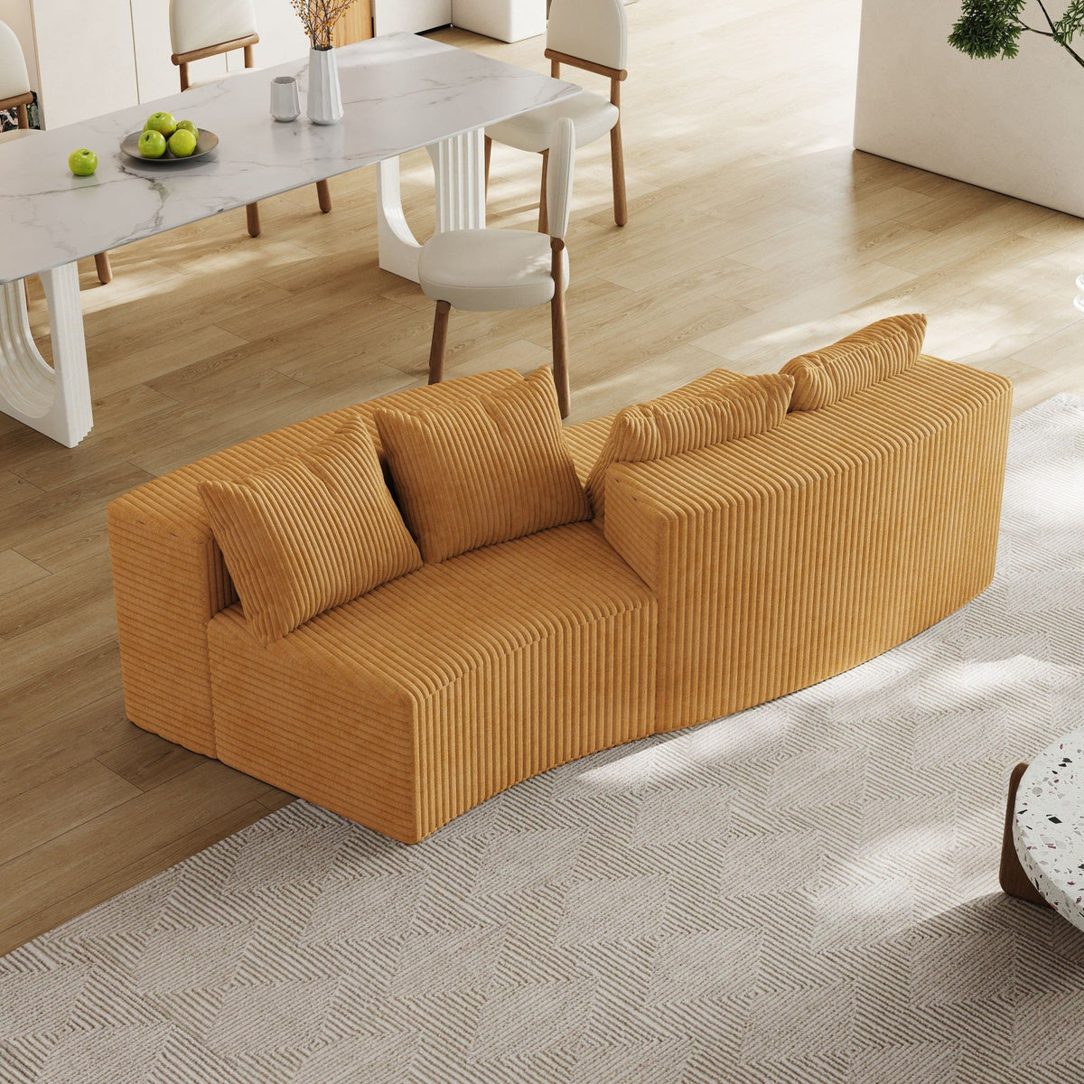 Curved Modular Sectional Sofa and Four Pillows