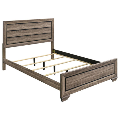 Oatfield Panel Bed by HouseOfZazla in weathered brown woodgrain with a four-panel headboard on Tampa Home & Garden Store