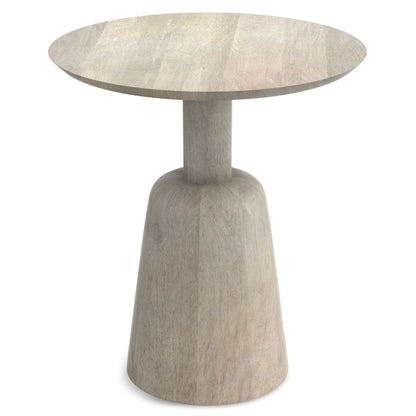 Whitewashed round side table with sculptural pedestal base, 18x18x20 in HouseOfZazla on Tampa Home & Garden Store