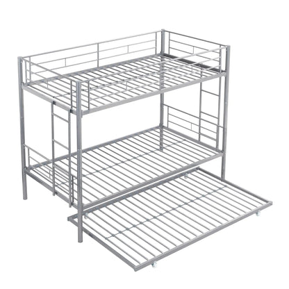 Bunk Bed With Trundle by Unique Piece Furniture, metal frame with guard rails, silver finish on Tampa Home & Garden Store