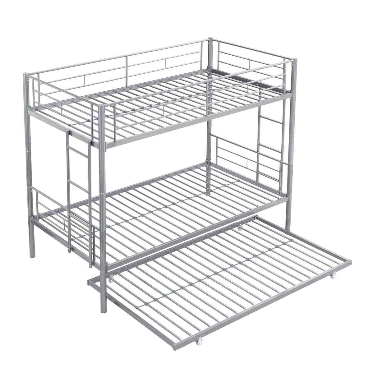 Bunk bed with trundle by HouseOfZazla, silver metal finish on Tampa Home & Garden Store