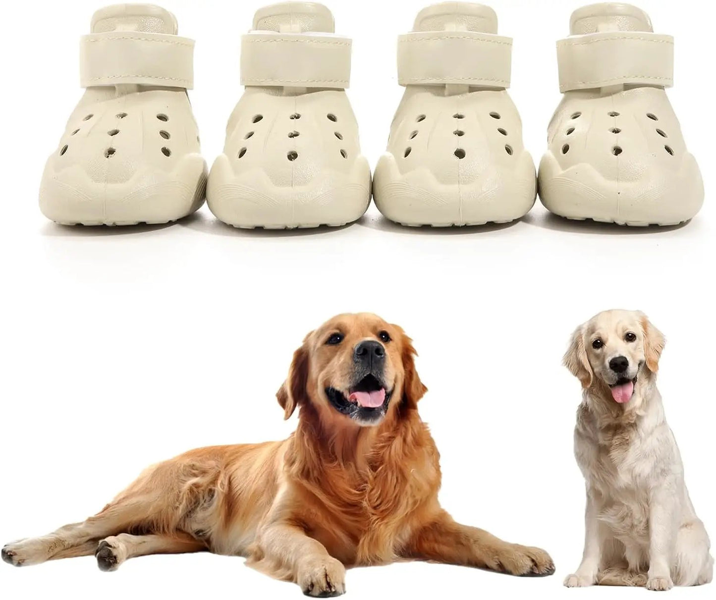 Indoor Dog Boots by The Max & Rex Collection, beige non-slip pet shoes, 4 pairs on Tampa Home & Garden Store