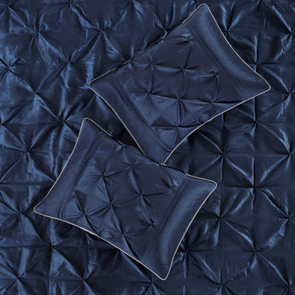 Navy Tufted 7 Piece Comforter and Cal King Set