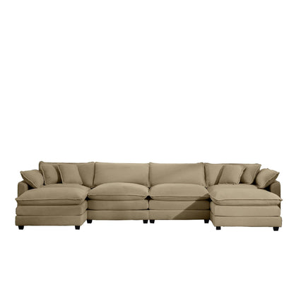 Modern oversized modular sofa with ottoman, tan cushions, deep seating 3-piece set on Tampa Home & Garden Store