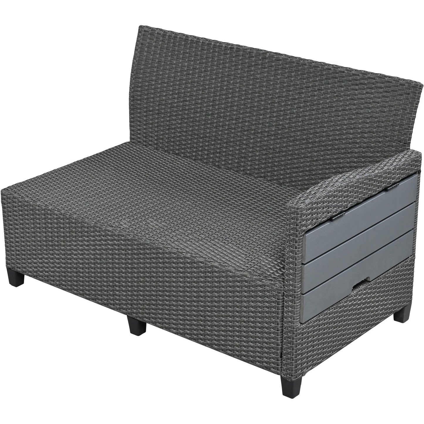 Tomax 5-Piece Outdoor Patio Rattan Sofa Set gray woven wicker sectional on Tampa Home & Garden Store