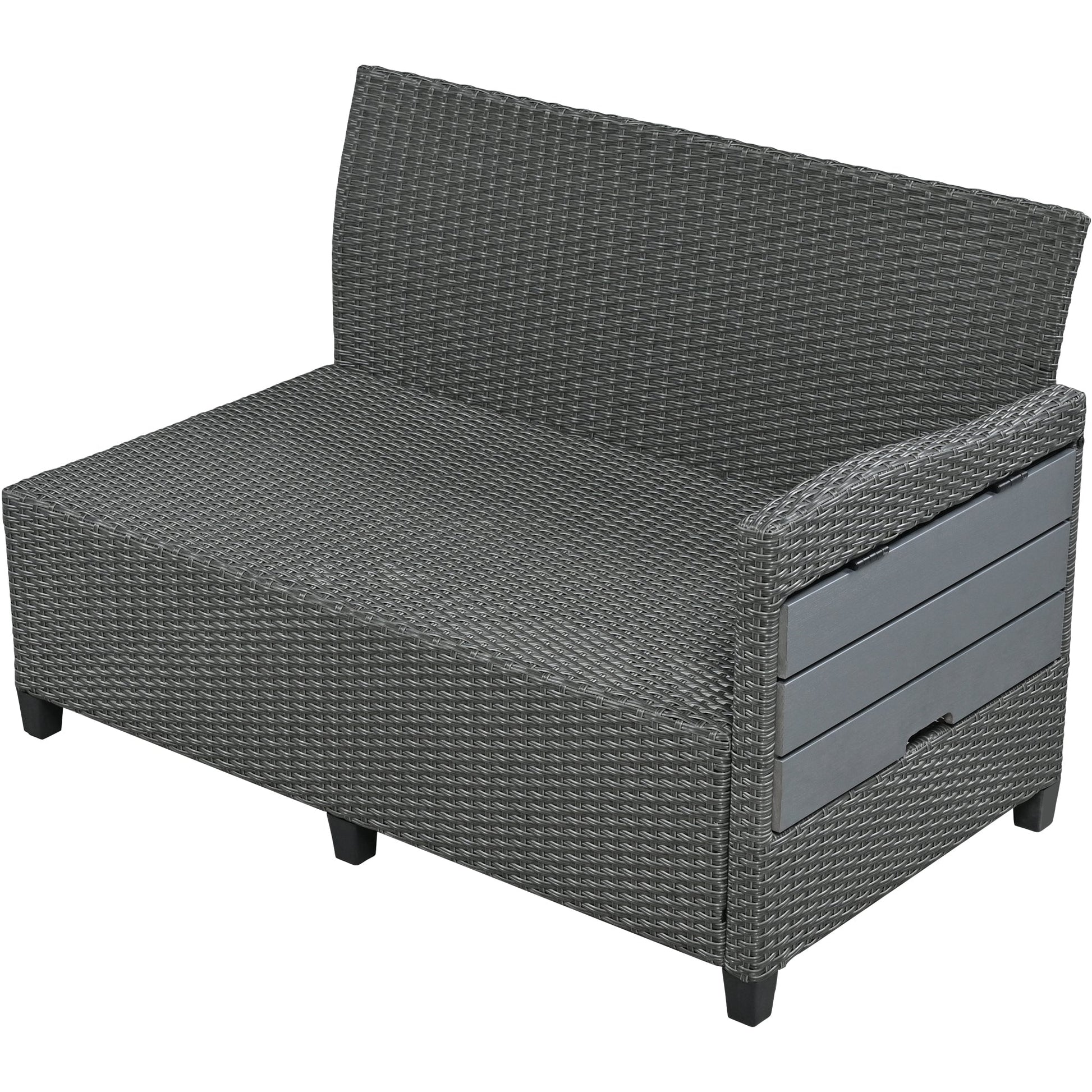 Tomax 5-Piece Outdoor Patio Rattan Sofa Set gray woven wicker sectional on Tampa Home & Garden Store