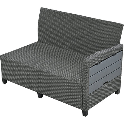 Tomax 5-Piece Outdoor Patio Rattan Sofa Set gray woven wicker sectional on Tampa Home & Garden Store