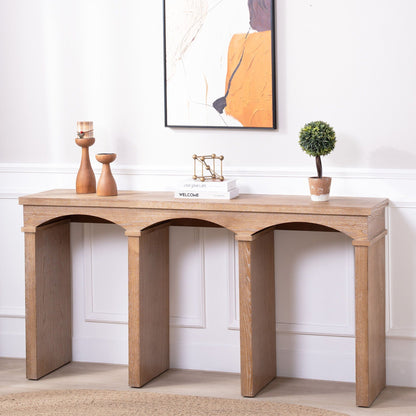 Archway Console Table antique natural wood with arched base openings on Tampa Home & Garden Store