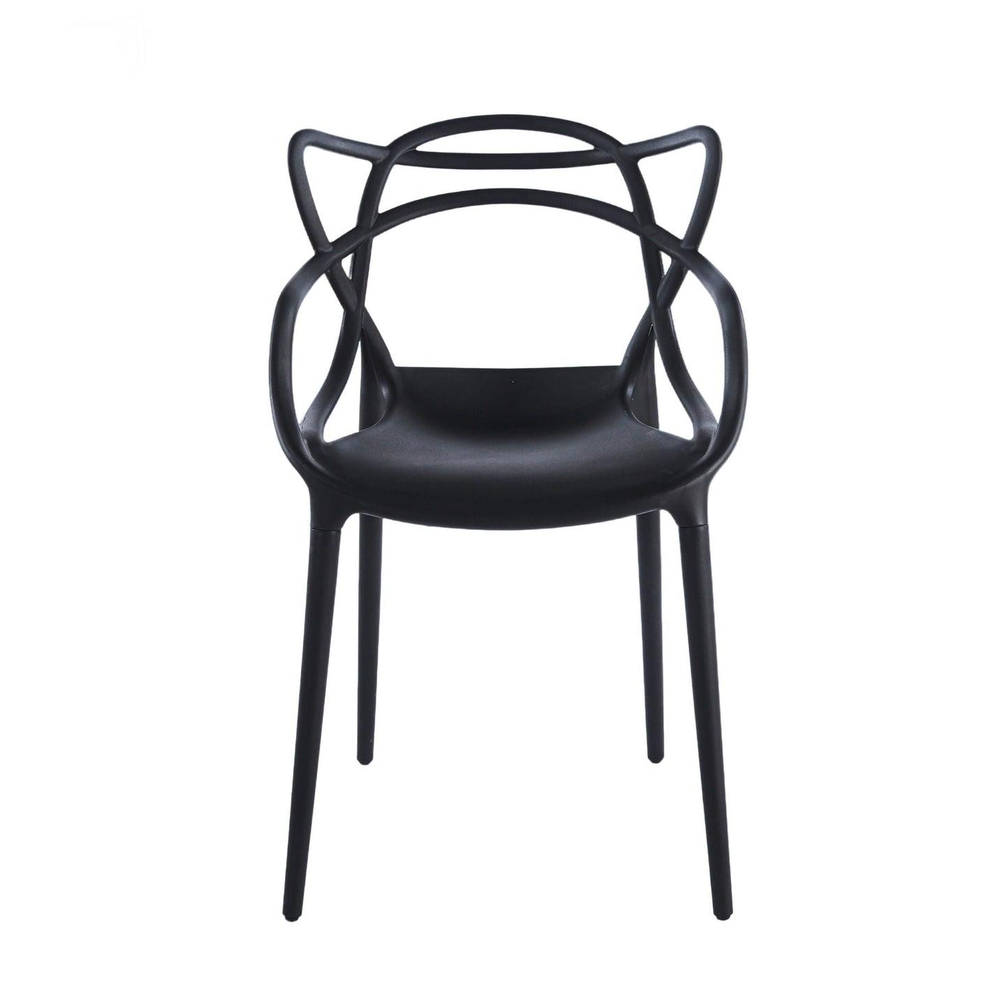 Dining chair set of 4 black plastic with curved lattice back by HouseOfZazla on Tampa Home & Garden Store