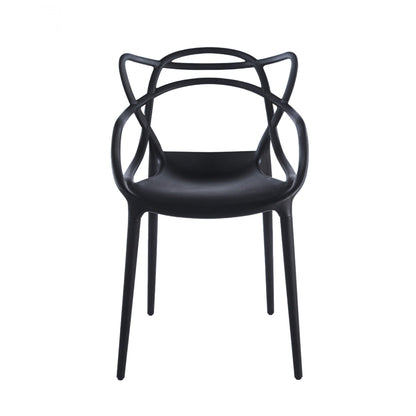 Dining chair set of 4 black plastic with curved lattice back by HouseOfZazla on Tampa Home & Garden Store