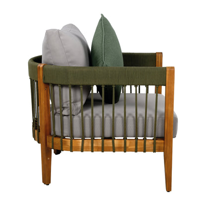 Set Of 2 Acacia Wood Club Chairs With Rope