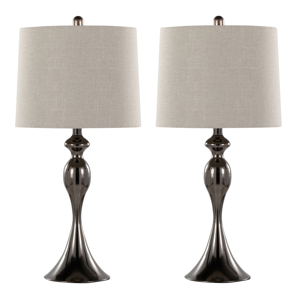 Ashland contemporary table lamp set of 2 with beige linen shade and dark bronze bases on Tampa Home & Garden Store