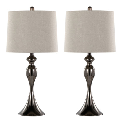 Ashland contemporary table lamp set of 2 with beige linen shade and dark bronze bases on Tampa Home & Garden Store