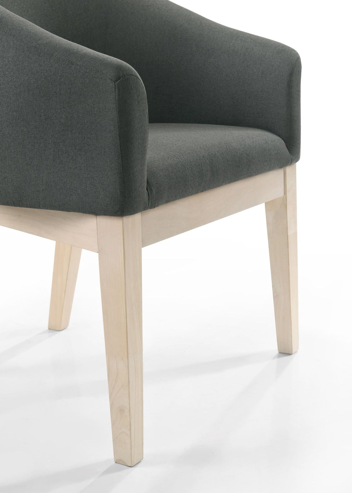 Barrel accent chair gray fabric with light wood legs on Tampa Home & Garden Store