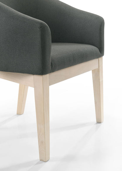 Barrel accent chair gray fabric with light wood legs on Tampa Home & Garden Store